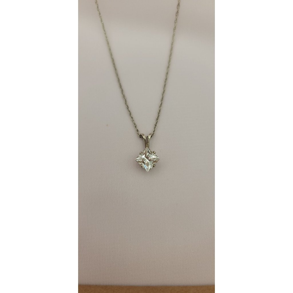 925 Sterling Silver 1ct Diamonique Cubic Zirconia Princess Cut Cz 185 Inch Neck 40$